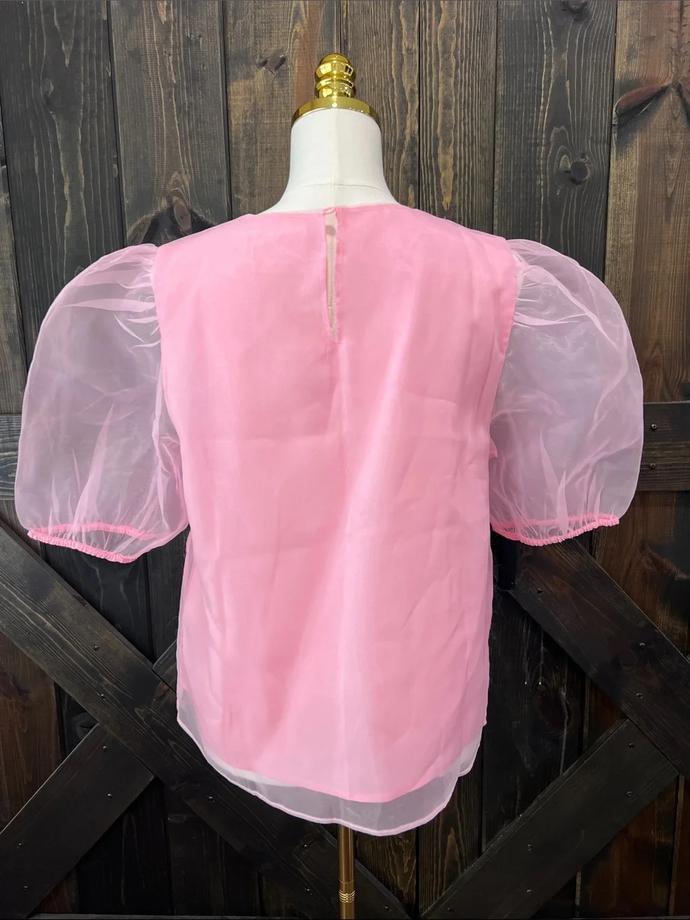 Tuckernuck Hyacinth House Tulle Top L Pink Sheer Puff Sleeve Sheer Preppy Girly